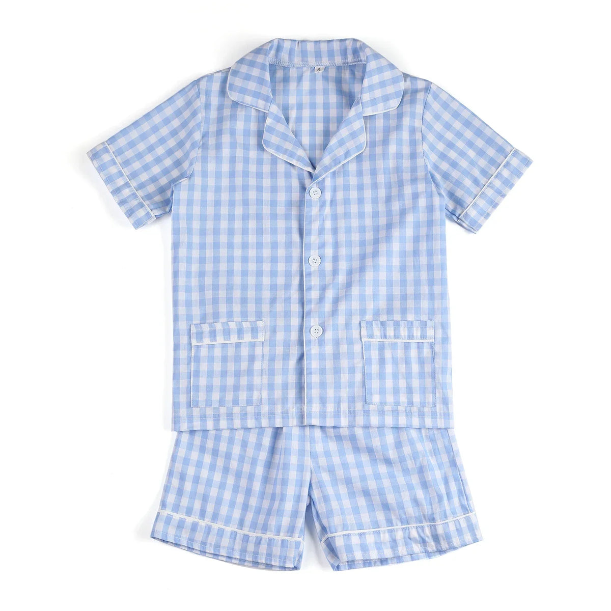 Ruffkids 100% Cotton Summer Kids Pajamas Sleepwear Seersucker Striped Matching Pjs Boys Clothes Loungewear Girls Pyjamas Set