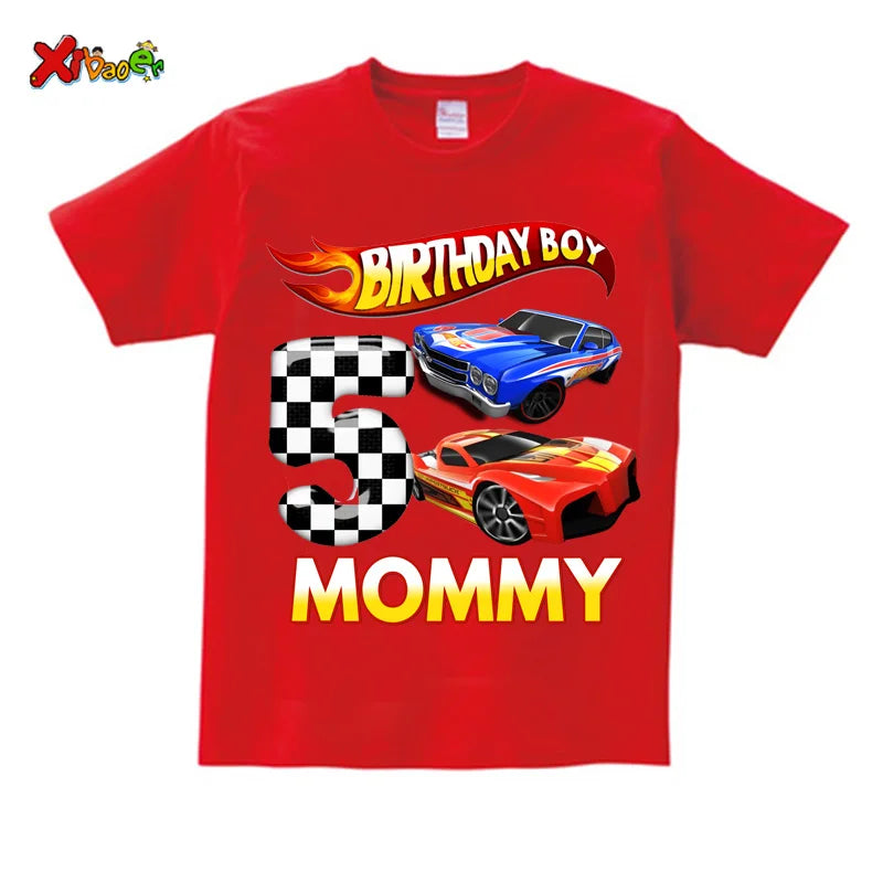 Kids Racing Birthday T Shirt 5 Year Old 2nd T Shirt Kids Shirts for Children Party BOYS Summer Custom Name Toddler Baby T Shirts