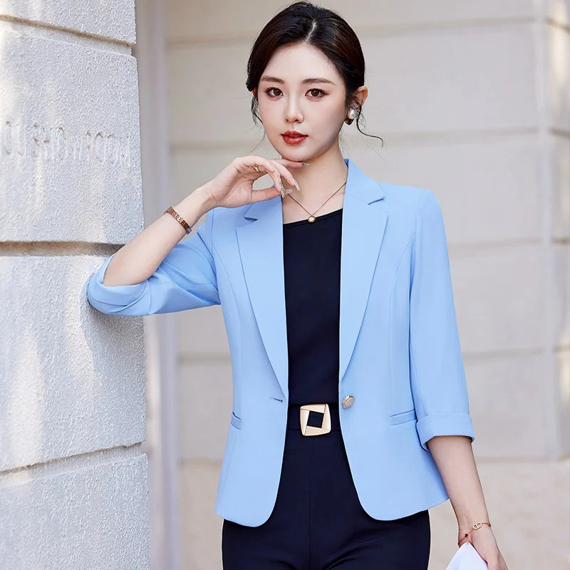 AIyssa Fashionable Professional Women's Clothing, High-Quality Mid-Sleeved Suit Jacket, Stylish, Elegant and Charming. New 2025