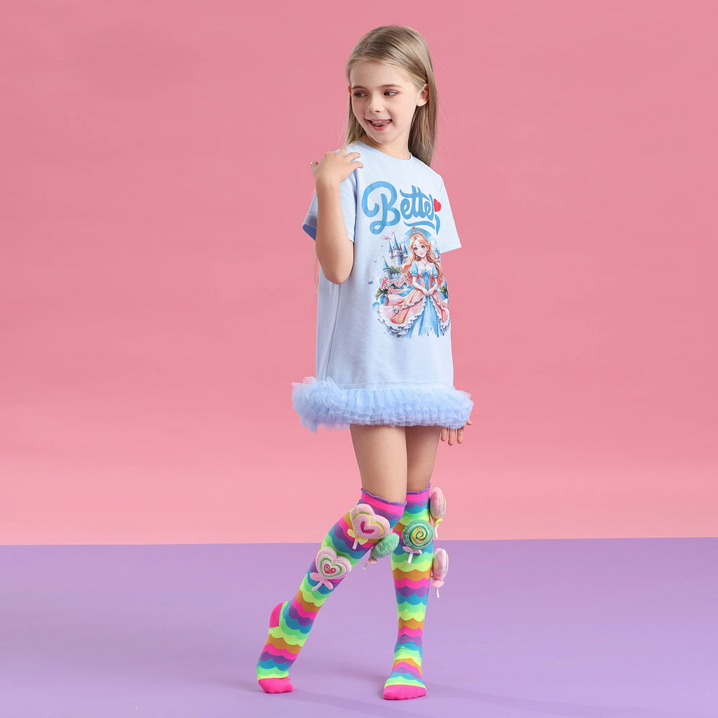 Crazy socks for kids Cute girl socks girls wacky Funky Stretch Mid to High Novelty Socks