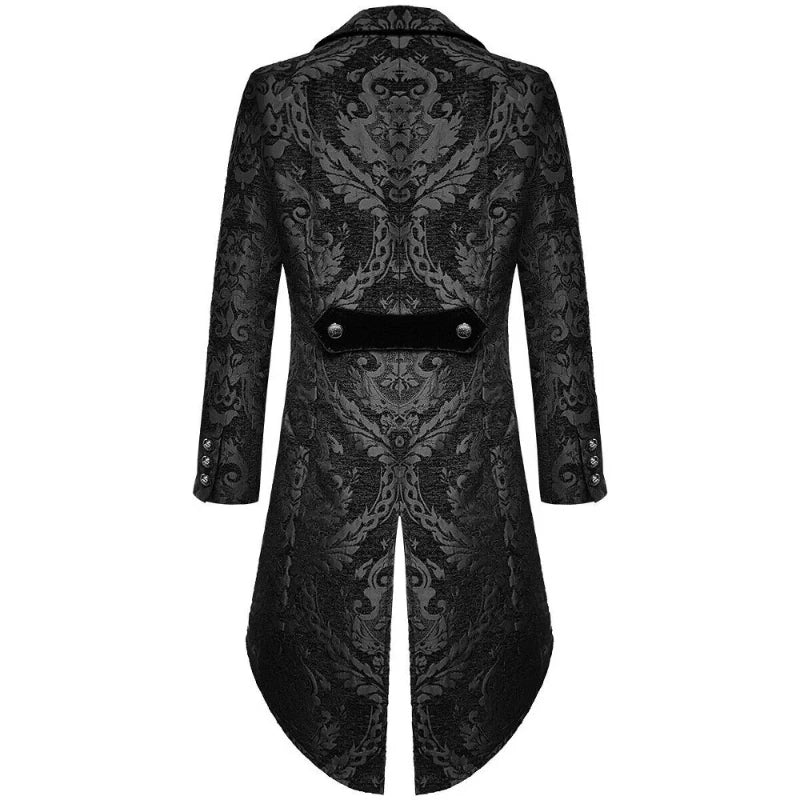 2026 Fashion Gold Jacquard Elegant Tuxedo for Men,Black Gothic Vintage Men's Tailcoat,Holiday Party Stage Performance Men Jacket