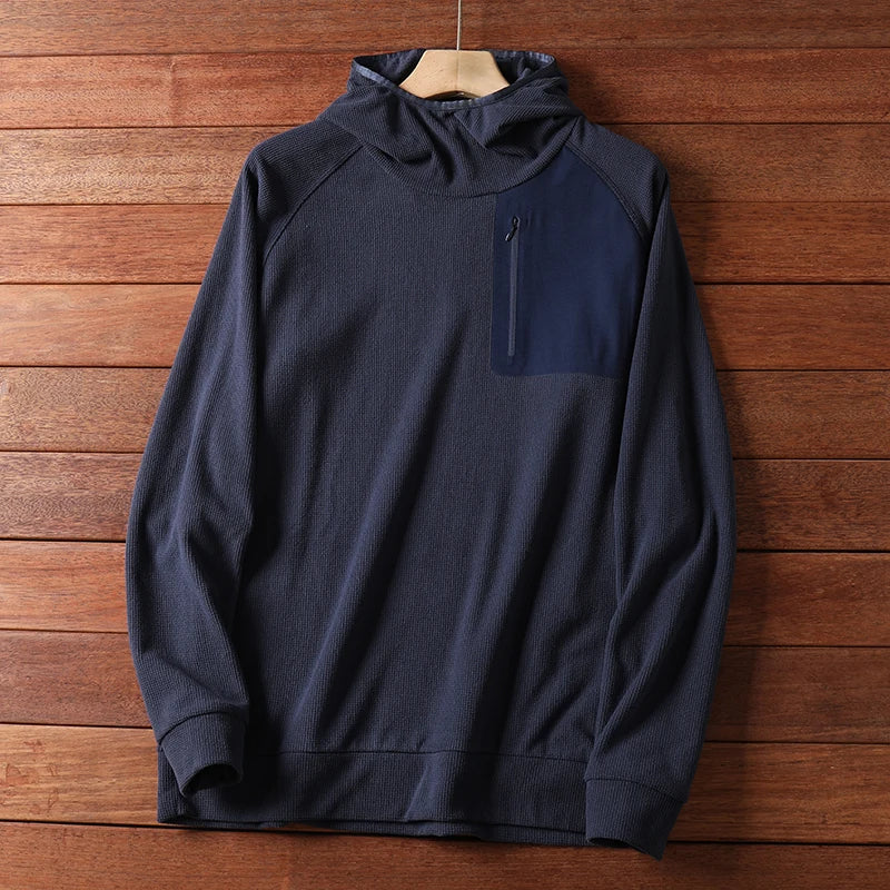 Men's Hooded Fleece-Lined Jacket Autumn Spring Lightweight Fabric Plaid Sweatshirt Coat Bird Pattern Modern Style Straight Cut