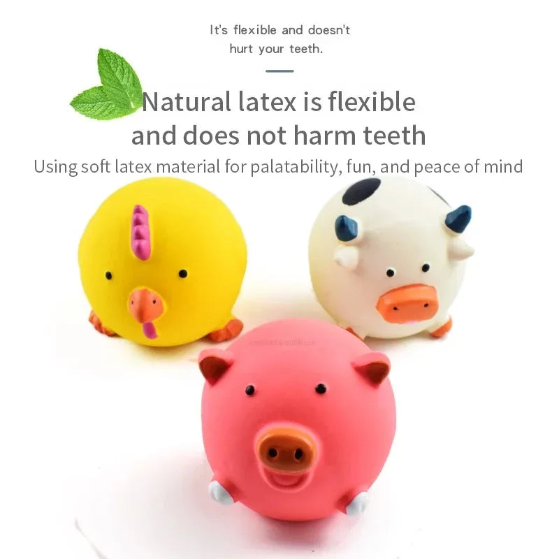 Pet Dog Vocal Toy Durable Dog Chew Toys Pigs Cows Chickens Tough Squeaky Dog Grinding Teeth Toys Pet Latex To Clean Teeth Toys