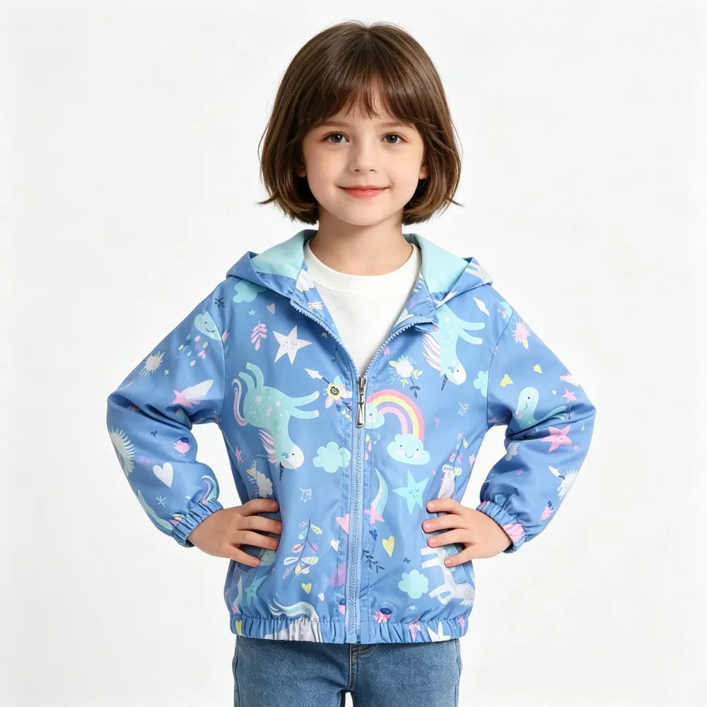 Kids Jackets for Girls Clothes 2 to 3 4 5 6 7 8 9 Years Cute Waterproof Children Coats Toddler Girl Outerwear Korea Unicorn Tops