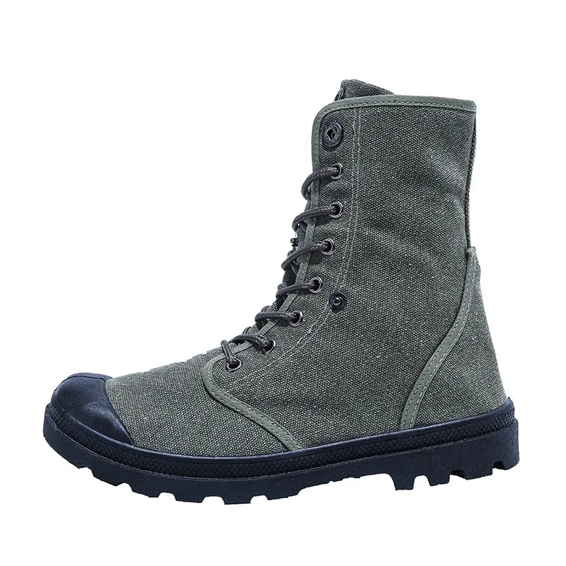 Canvas Boots Men Boots High Top Shoes for Men 2025 New Trend Platform Cuff Shoes Men Casual Ankle Boots Military Bota Masculina
