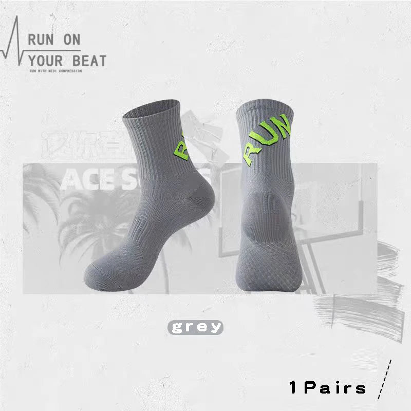 1 Pair Of Running Socks For Men And Women, Short Tube Towel Bottom Sports, Low Top Marathon, Fitness Basketball Pressure Socks