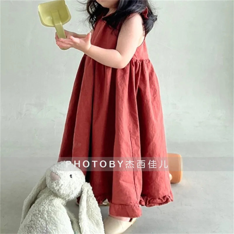 Korean Version of Baby Girl's Summer Dress New Dress Sleeveless Loose Doll Skirt Fashion and Cute Kids Dress
