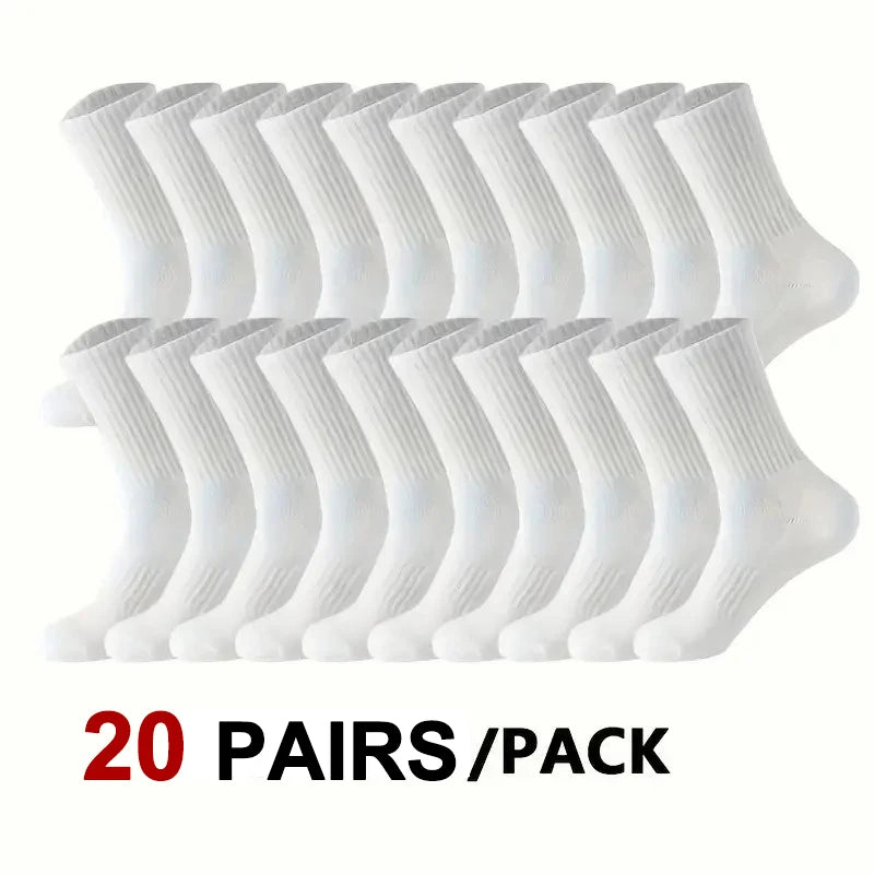 10/20 Pair Men Women Anti Odor Knitted Mid Tube Socks Suitable All Seasons Sweat Absorbing Breathable Couples Casual Sports Sock