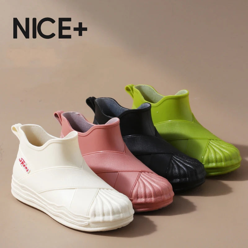 Asgard Women's Short Rain Boots Summer Anti Slip Waterproof Soft-soled Boots 2025 Fashion Ankle Rubber Boot New Lady Garden Shoe