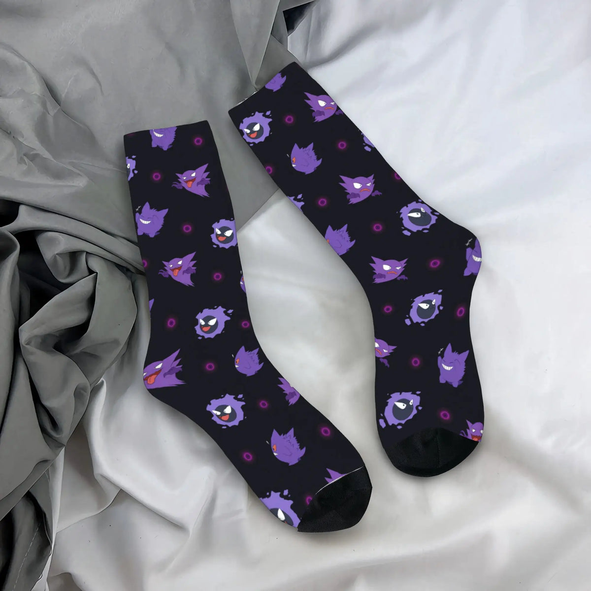 Happy Funny Male Men Socks Hip Hop Pokemons Cartoon Gengar Sock Polyester  Graphic Women's Socks Spring Summer Autumn Winter