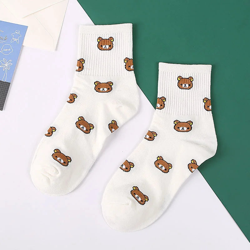 Cute Cow Print Socks for Women White Black Funny Cartoon Animals Sock Girls on Sale Fashion Casual Streetwear Skateboard