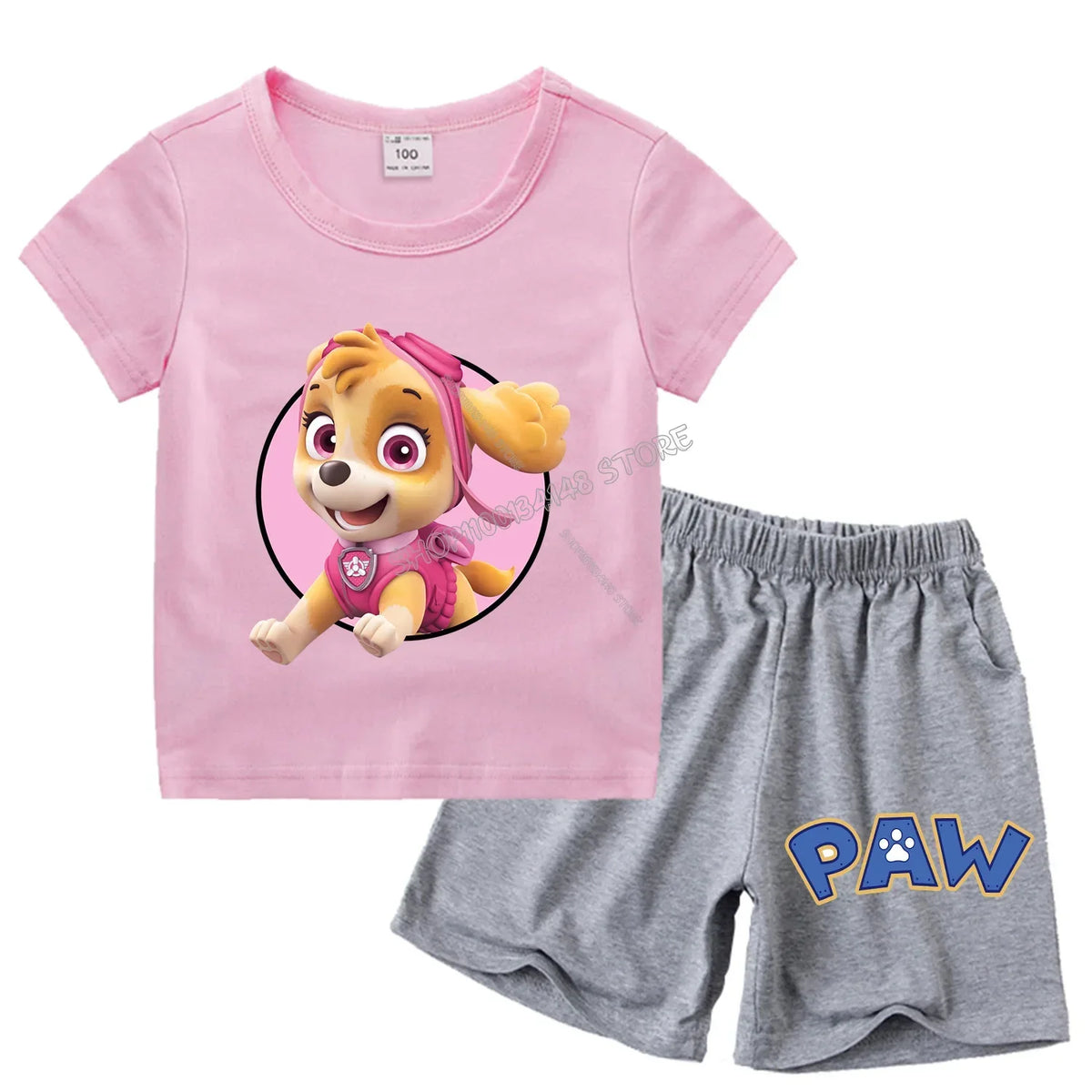 Paw Patrol T-shirt Suit for Children Summer Tops+shorts 2pcs Pants Boys Girls Cartoon Pajamas Set Kids Home Wear Clothes Gift
