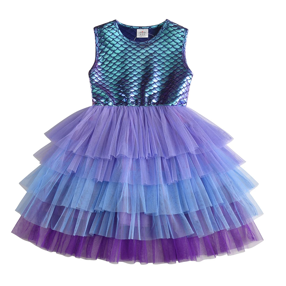 Girls Perform Mermaid Dress Children Princess Tutu Dress Toddlers Summer Prom Dresses Kids Birthday Party School Casual Clothes