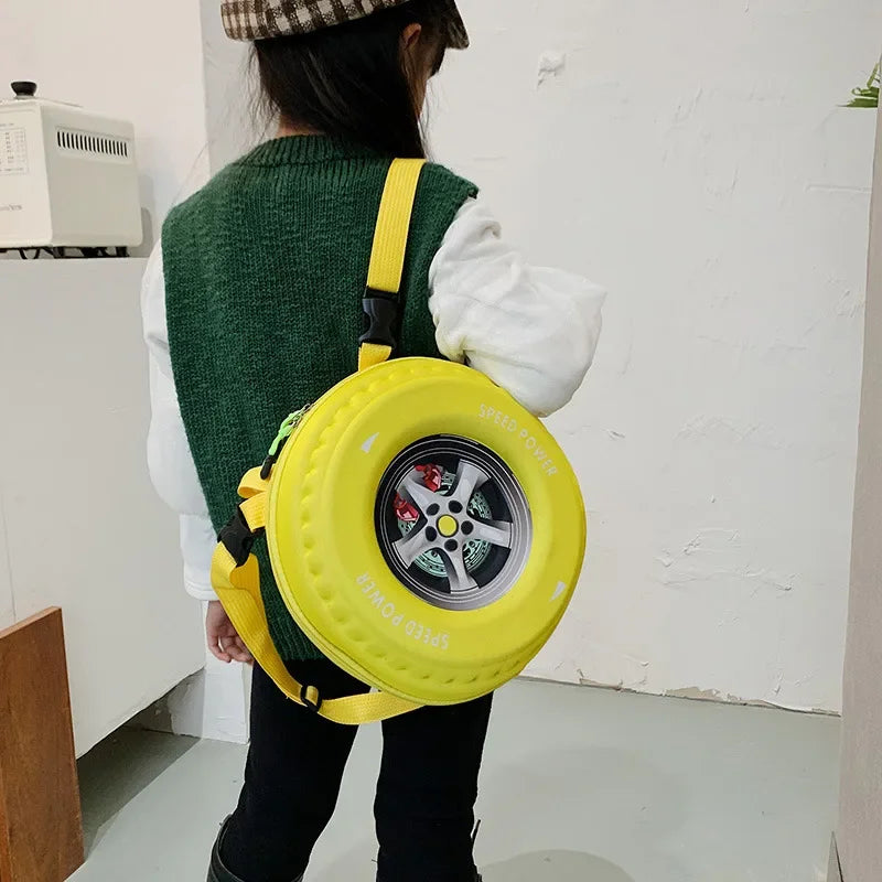 Children's Schoolbag Fashion Tyre Shaped Boys Girls Backpack 3D Cartoon Kindergarten Shoulder Bag Large Capacity Kids Handbag