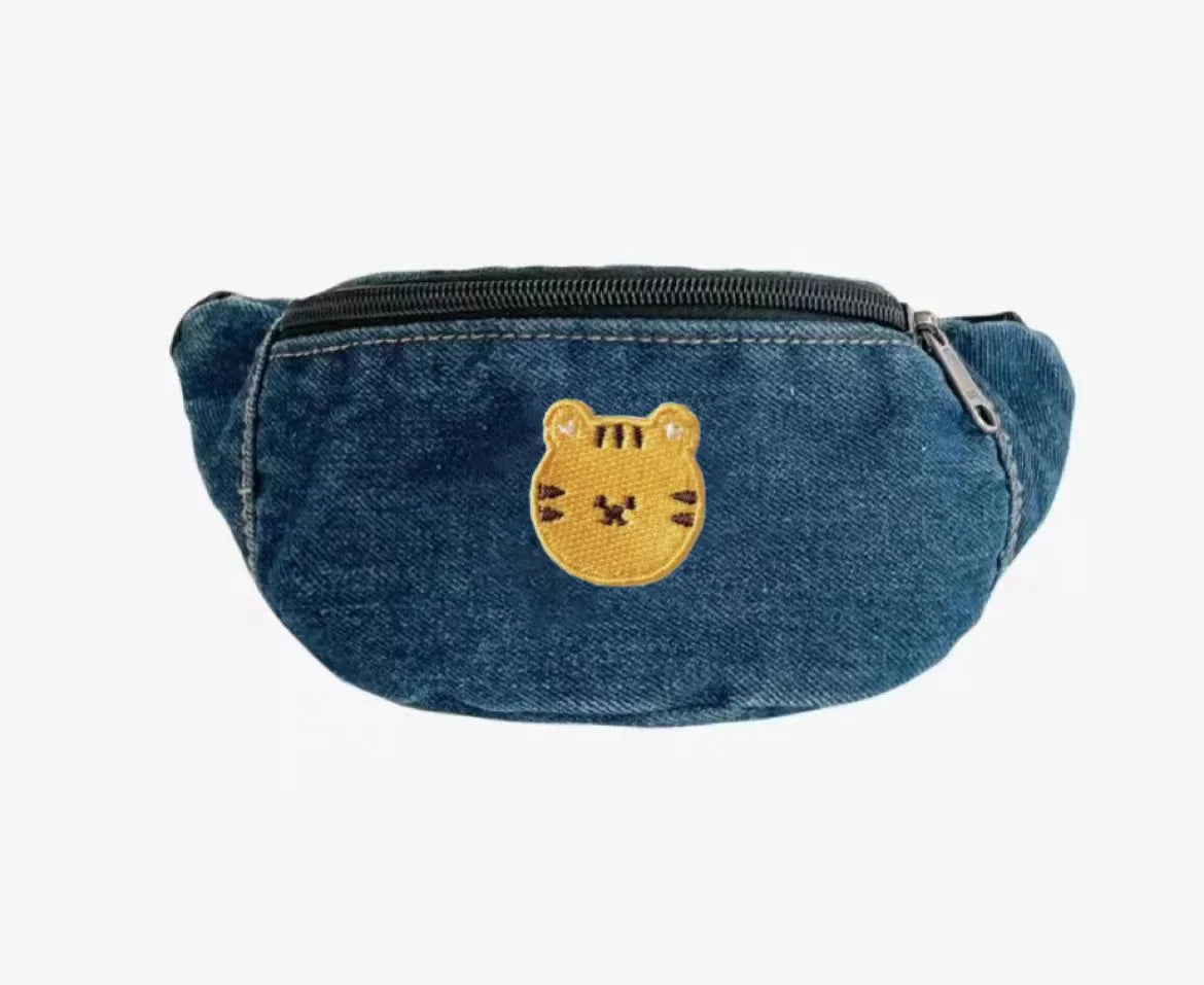 Denim Waist Bag for Kids Fashion Fanny Pack for Little Boy Girls Children's Bum Bag Lightweight Chest Bag Cool Shoulder Bags
