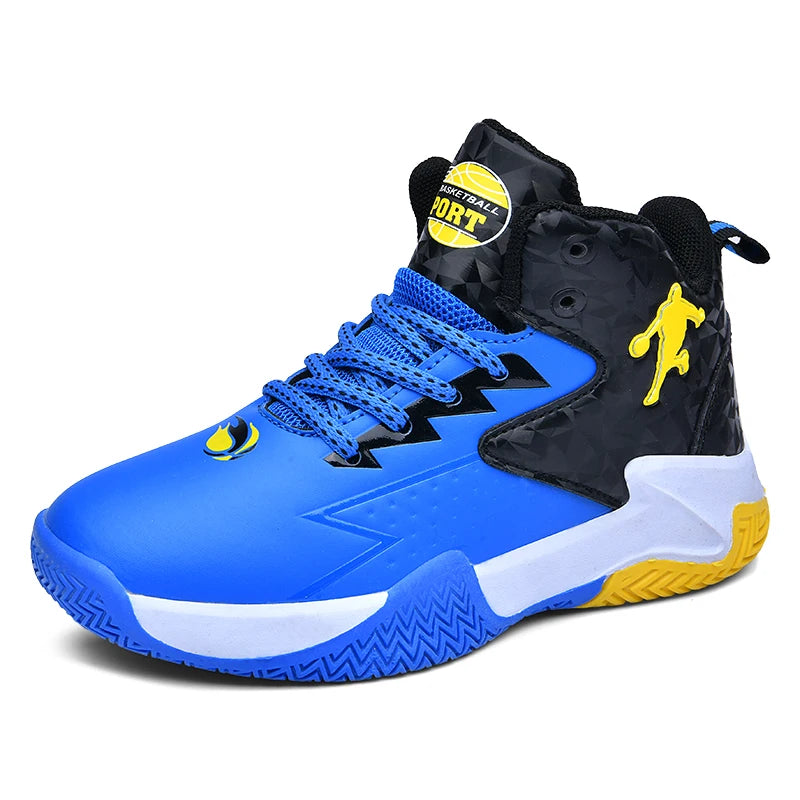Children‘s Basketball Shoes Non-slip Breathable Basketball Training Sneakers Lace-up Boys Girls Basketball Boots Athletic Shoes
