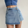 plus Size Women's High Waist A-Line  Skirt Jeans Uneven Length Anti-Light Loose Fit Denim Skirts for Summer