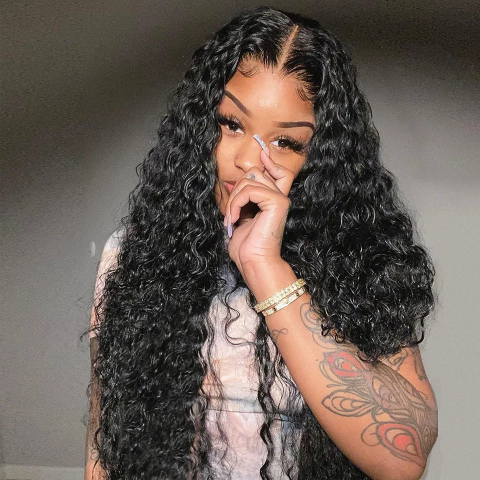 36 Inch Water Deep Wave Human Hair HD Lace Front Wigs Brazilian Virgin Human Hair Wigs Vendor Unprocessed Raw Weaves and Wigs