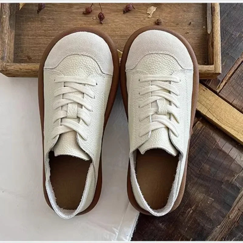 Women's Loafers Vintage Pu Leather Flats Fashion Soft Half Slippers Autumn Moccasins Slip on Women Driving Shoes Lazy Footwear