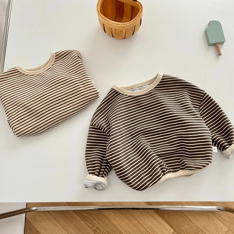 Children's T-shirts Striped Clothing Casual Long Sleeve Tee Autumn Spring Baby Toddler Boys Girls Tops 1-8Y Kids T-shirt Clothes