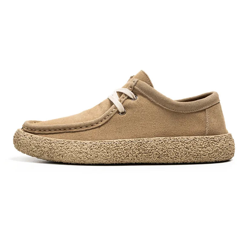 Fashion Loafers for Men's Suede Leather Casual Shoes Lace-up Men Light Comfortable Driving Flats Mens Outdoor Oxfords Shoes