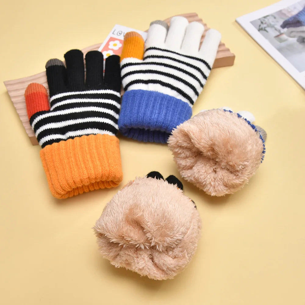 Women's Autumn Winter Gloves  Warm Hand Protection Touch Screen Splicing Thick Fashion Gloves Solid Color Simple Funny Wholesale