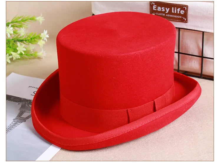 Men Top hat Magician Presidential high hat British jazz top hats male gentleman flat felt hat 2024 sombrero de copa británico