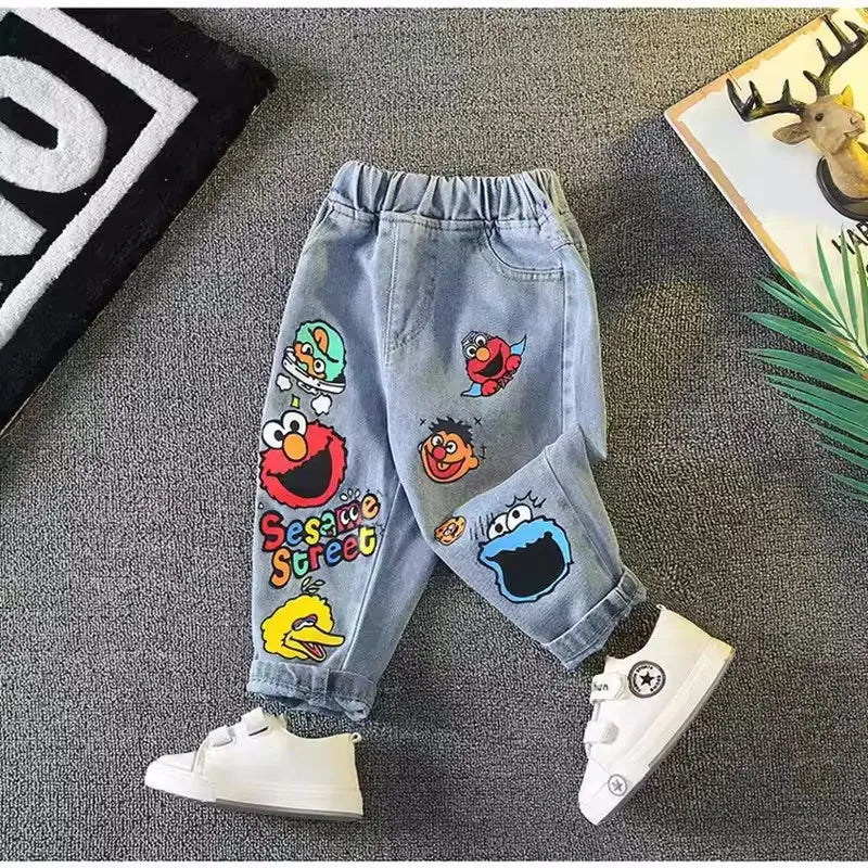 Children's New Pants For Boys And Girls Little Kids Cute Print Four Seasons Jeans Kids Girl Trousers Jeans