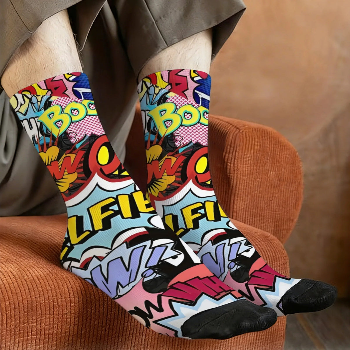 Funny Cartoon Art Style Men's Socks Comfortable and Soft Socks Cartoon Novelty Street Fashion Hip-hop Fun Skateboarding Socks