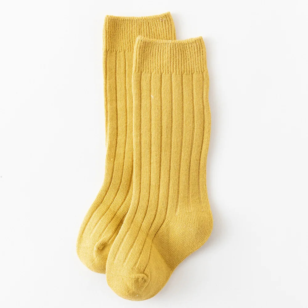 Baby Socks Newborn Kids Infant Girls Boys Knee High Sock Toddler Girl Solid Cotton Stripe Plain Long Sock For 0-3Years Children