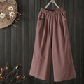 Pure Cotton Wide Leg Pants Women's Summer Loose Mom Large Size Cotton Nine Points Casual Pants High Waist Straight Cut Trousers