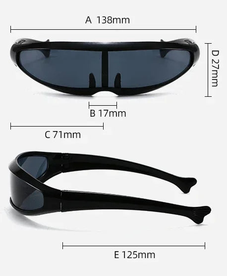 Conjoined Lens Sunglasses Men Women Fishtail Design X Laser Dolphins Mirror Glasses Windproof Goggles Space Robots Eyewear UV400