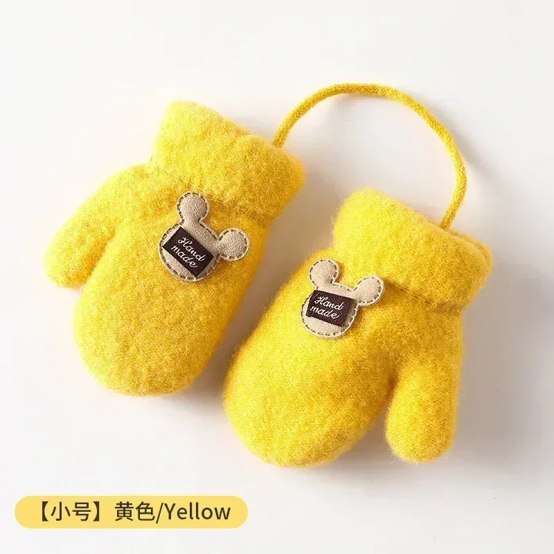 New 1-6 Years Old Baby Mittens Newborn Children Kids Winter Gloves Mohair Plush Thick Boys Girls Gloves Kids Accessories