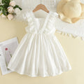 Kids Girls Dresses 2026 New Summer Lace Princess Dresses Children Solid Color Clothing Baby Wedding Party Vestidos