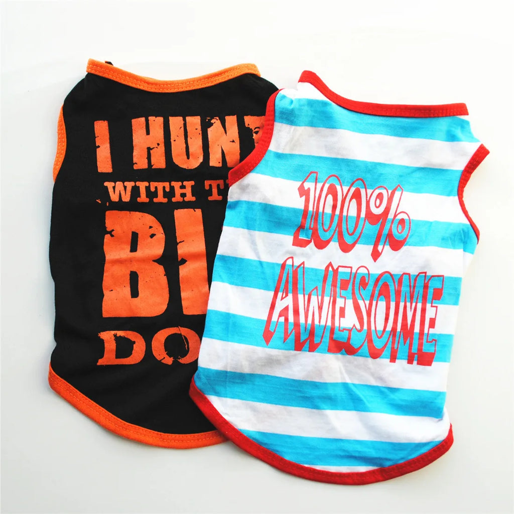 Dog Shirts for Small Dogs Boy Pet Printed Clothes with Funny Letters Summer Male Dog Clothes Soft Breathable Pet Tshirts Outfits