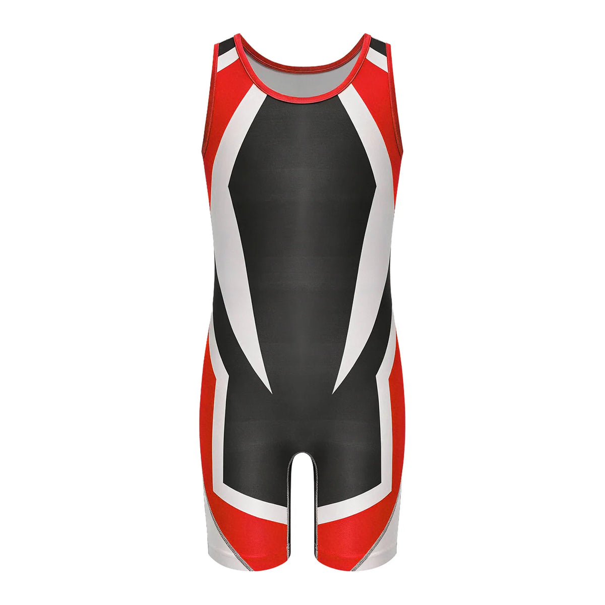 Kids Boys Exercise Wrestling Singlet Color Block Jumpsuit Sleeveless Quick-dry Thigh Length Bodysuit Sports Workout Cycling Set