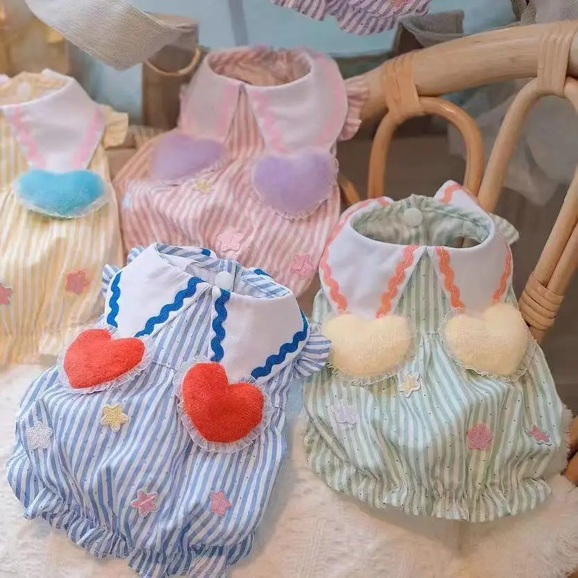 Summer Pet Dog Cat Clothes for small dogs cats bubble Puppy Princess Striped Dress Cats Kitten Rabbit Clothing Pet Supplies