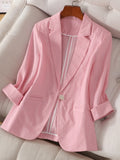 Seven-inch sleeve thin striped women's summer new style suit jacket, perfect for a high-end, fashionable, and casual look