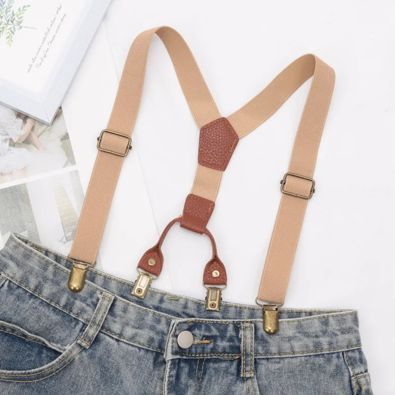 Kids Suspenders leather Clip-on Straps Adjustable Elastic Y-Back Brace Children Boy Girl Braces Baby Wedding Tie Accessories