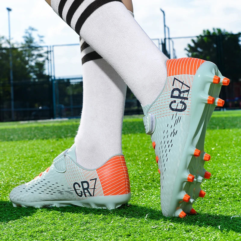 Unisex High Top Soccer Shoes Autumn Kids Teenager Turf And Firm Ground Cleats For Amateur Match Daily Football Training Outdoor
