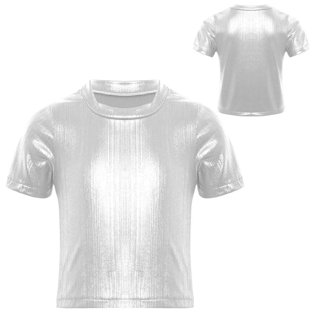 Children T-shirts Short Sleeve T-shirt Sparkling Sequins Tops Streetwear Girls Boy Jazz Dance Costume Kids Performance Clothes