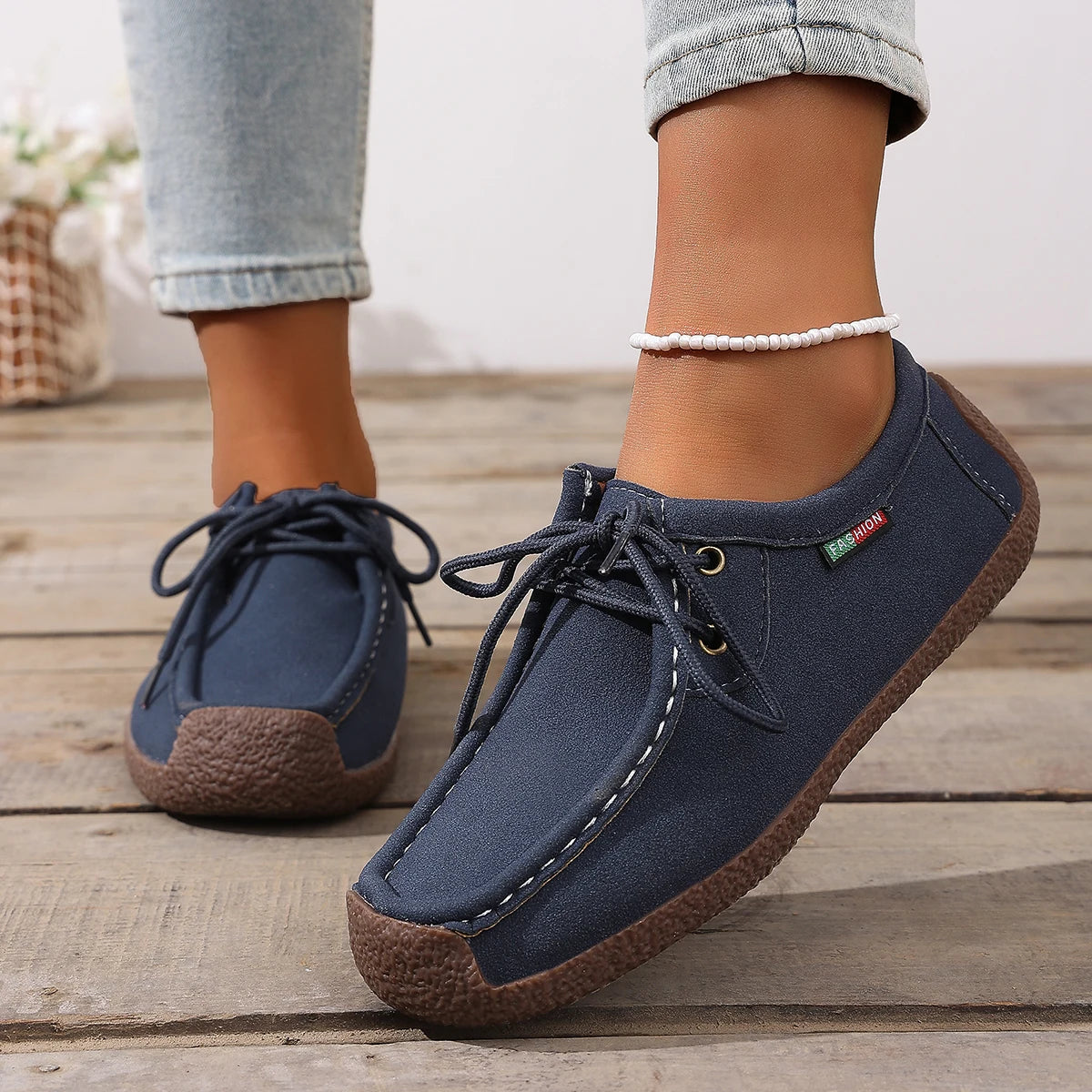 New Women's Casual Loafers Soft Sole Comfortable Lace Up Moccasins  Walking Daily Shoes for Women