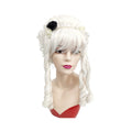 White Curly Updo Synthetic Wig Floral Gothic Rococo Victorian Women Halloween Lolita Cosplay Party Costume Hairpiece