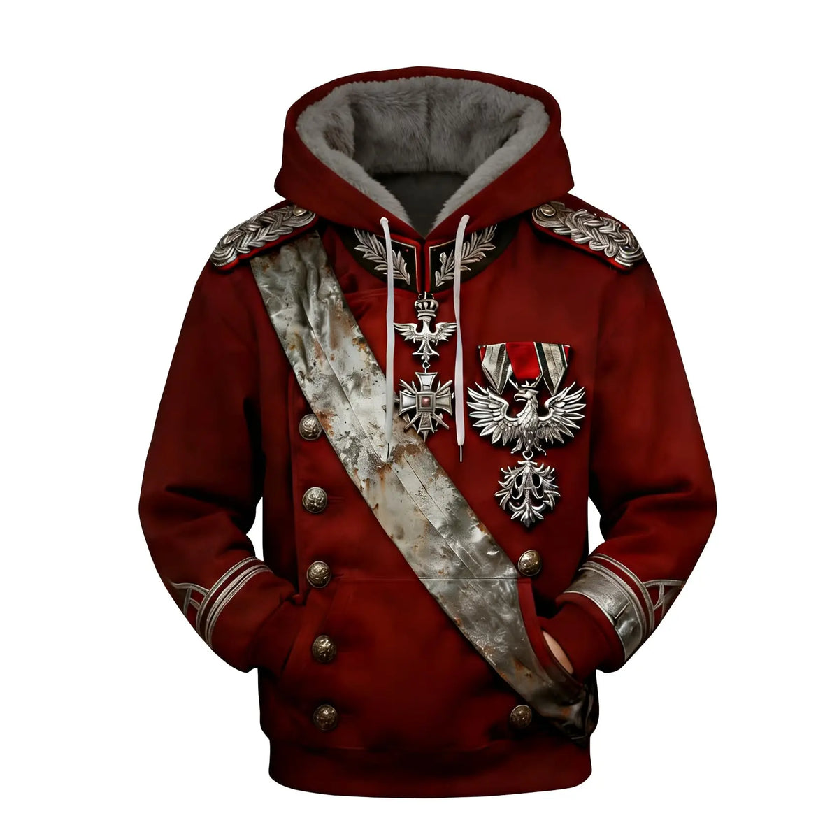 Ucosbros Historical Hoodies Famous Marshal Uniform Fleece Lined Sweatshirt Creative Hoodie 3D Printe