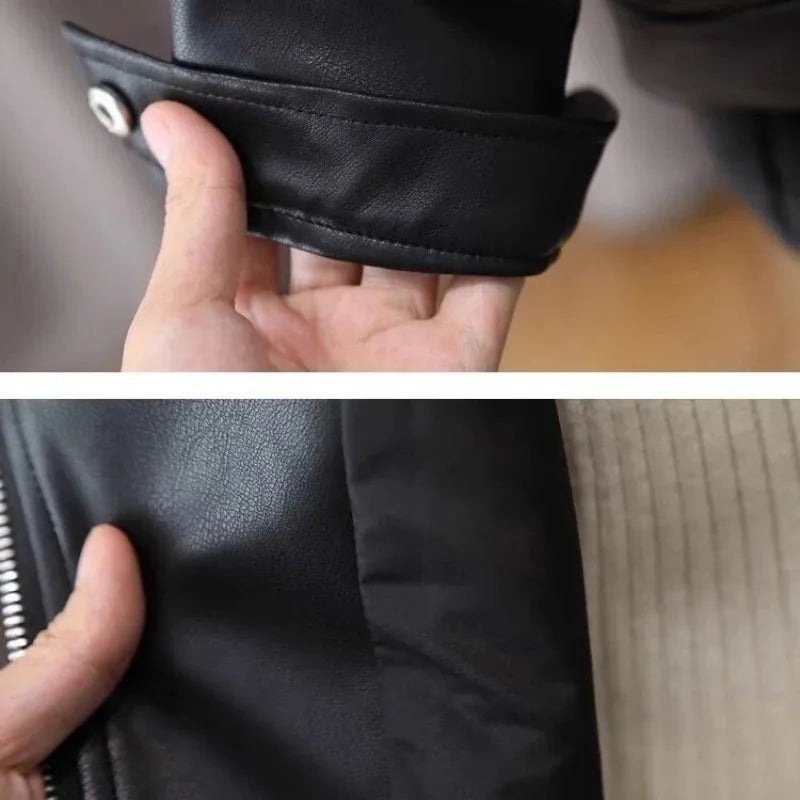 Boys Pu Leather Jackets Spring Autumn Children Handsome Outerwear Kids Zipper Trends Coats Baby Classics Clothes 2-8 Years