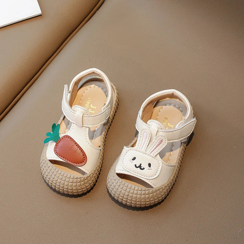 Cute Kid Sandals 2025Summer New Rabbit Girl Shoe Cartoon Girl Sandals Fashion Princess Shoes Soft Sole Boy Sandals Kids Shoes