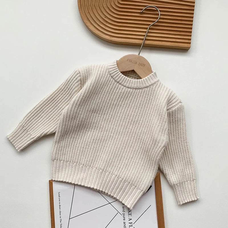 0-6Yrs Baby Boys Sweaters Spring Autumn Children Solid Color Basic Warm Knit Sweater Kids Girls Baby Pullover Sweaters Clothes