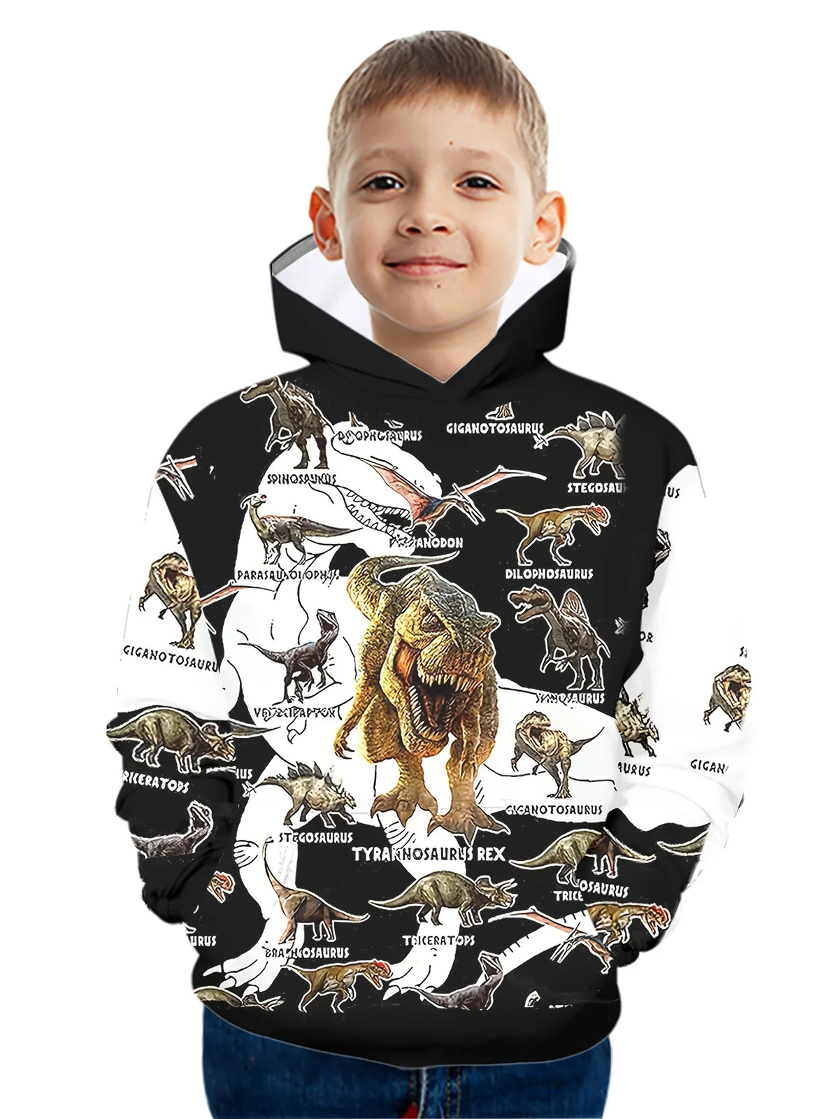 Children's Clothing Hoodies Kids Clothes Boy Children Top Long Sleeve Cartoon Dinosaurs Print Spring And Autumn Outdoor Clothes