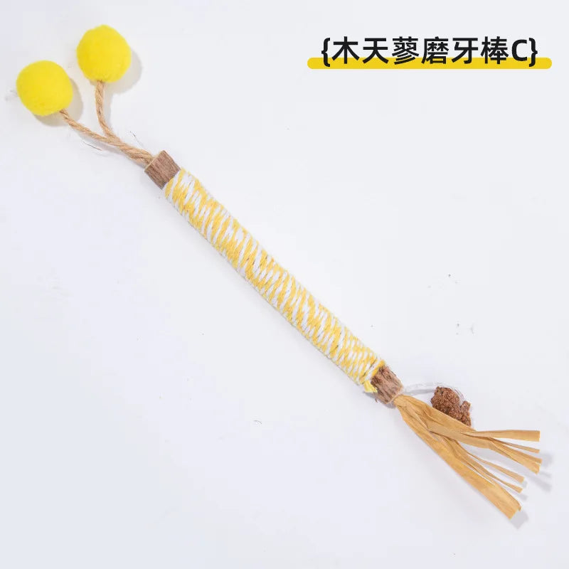 Pet Cat Toys: Self-Amusing, Boredom-Relieving, Valerian Catnip Ball Chew Stick, Jute Ball Pet Toy Supplies