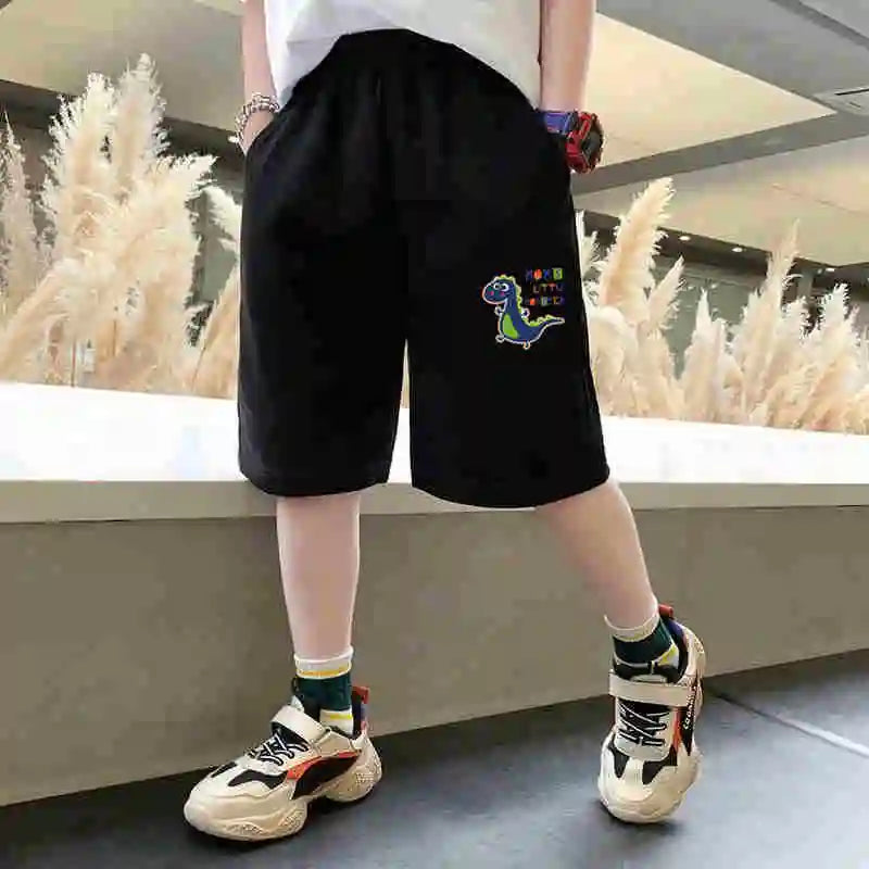 Summer Boys Sport Shorts 2024 Cartoon Dinosaur Printed Kids Pants Teens Running Sweatpant with Pocket
